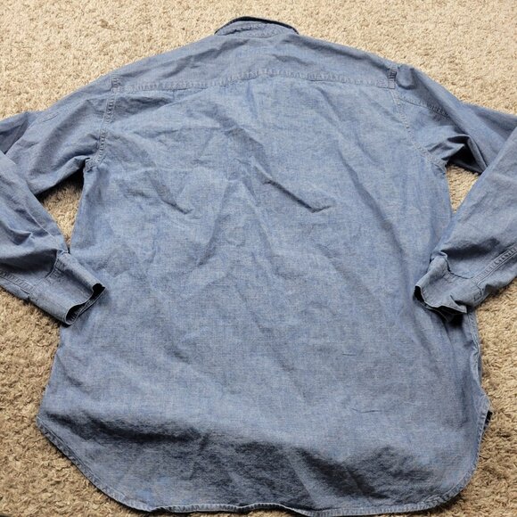 Ralph Lauren Polo Jeans Co Shirt Mens Medium Blue Denim Western 3/4 Button - Picture 6 of 7